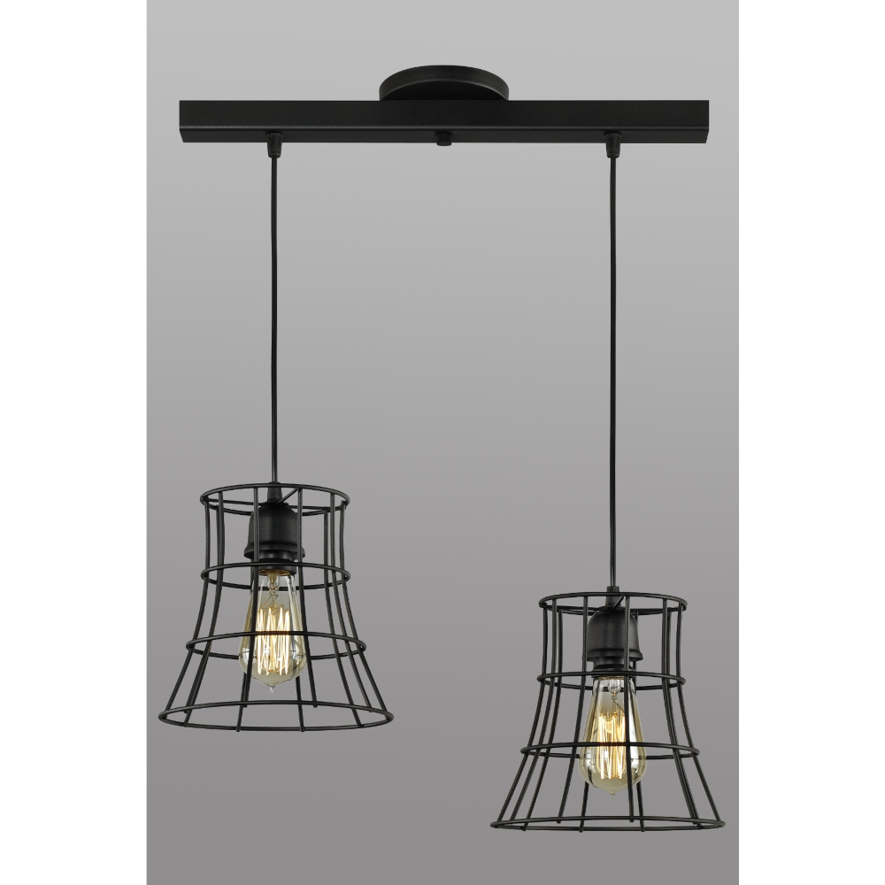 COLGANTE LISTON Galera 2 LUCES NEGRO MICROTEXTURADO - LIVING - FB Iluminación