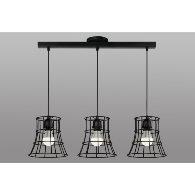 COLGANTE LISTON Galera 3 LUCES NEGRO MICROTEXTURADO - LIVING - FB Iluminación