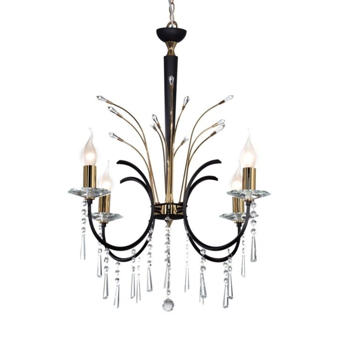 ARAÑA REINA 4 LUCES CROMO, ORO O NEGRO - LIVING - FB Iluminación