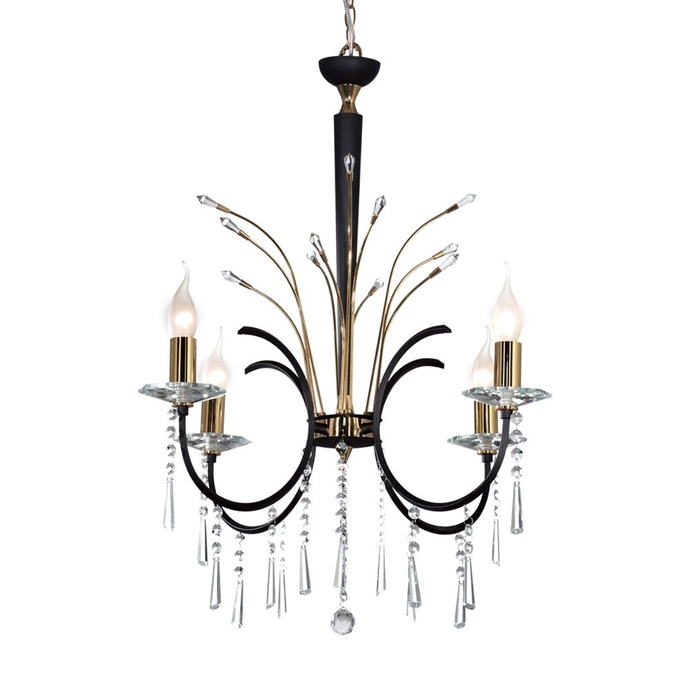 ARAÑA REINA 4 LUCES CROMO, ORO O NEGRO - LIVING - FB Iluminación